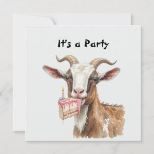 Old Goat with Cake Fun Novelty Animal Pattern Invitation