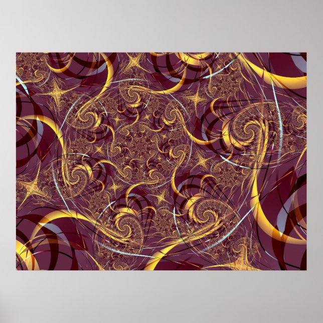 Old Gold Abstract Art Poster (Front)