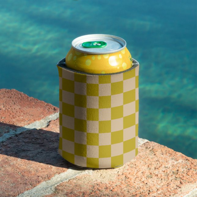 Old Gold and Tan Chequerboard Can Cooler (In Situ Pool)