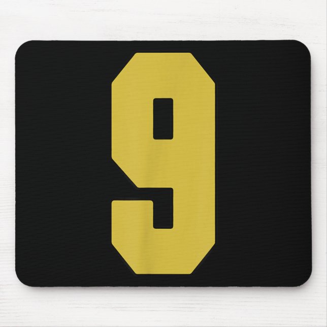 Old Gold Black Number 9 Jersey Player Uniform #9  Mouse Pad (Front)