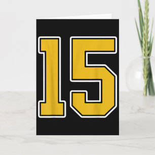 Old Gold Black White Sports Number 15 Jersey Unifo Card