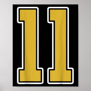 Old Gold Black White Srts Number 11 Jersey Uniform Poster