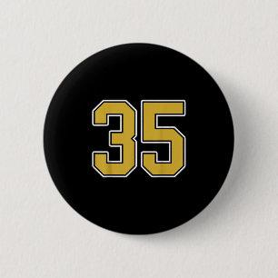 Old Gold Black White Srts Number 35 Jersey Uniform 6 Cm Round Badge