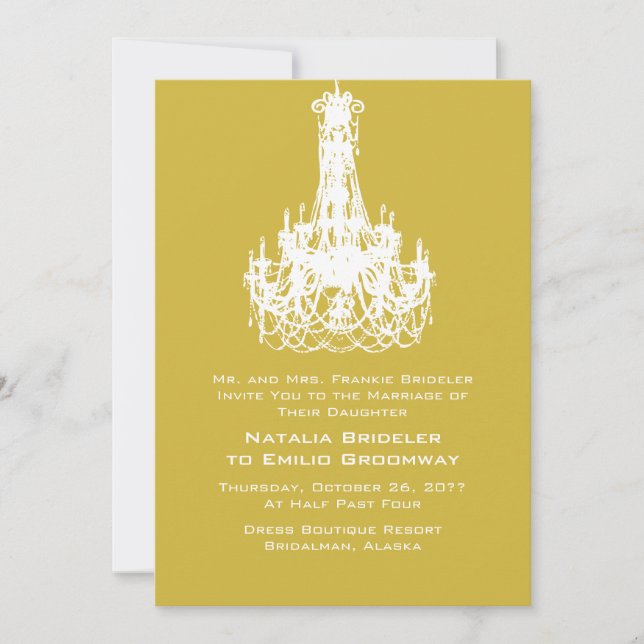 Old Gold Bold Single Colour Wedding Invitation (Front)