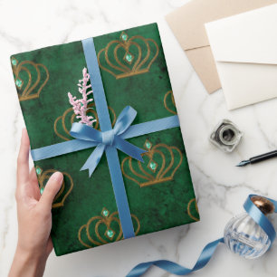 Old Gold Emerald French  Wrapping Paper