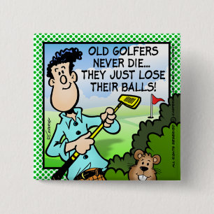 Old Golfer 15 Cm Square Badge