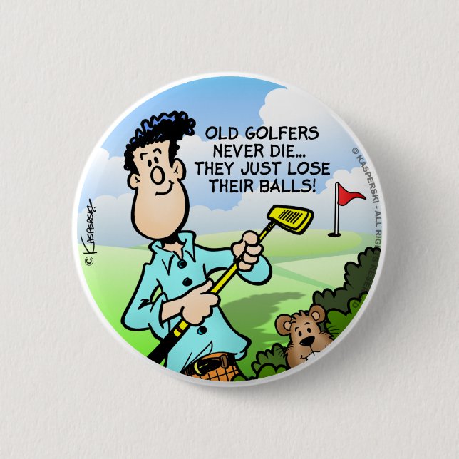 Old Golfer 6 Cm Round Badge (Front)