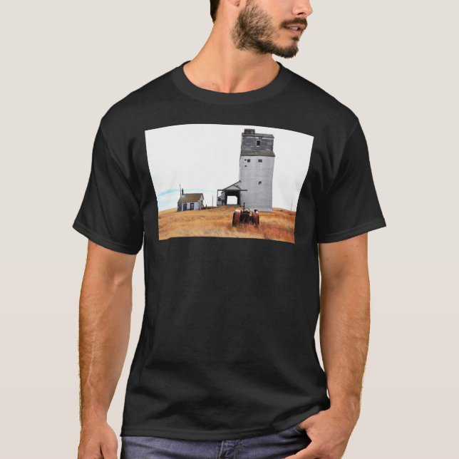 Old Grain Elevator And Tractor   T-Shirt (Front)