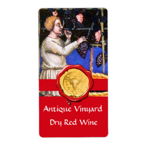 OLD GRAPE VINEYARD HARVEST RED WAX SEAL RIBBON