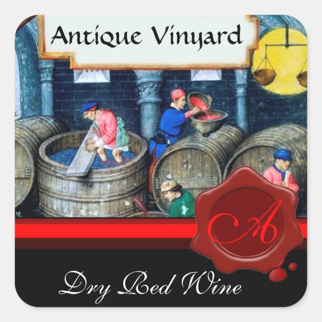 OLD GRAPE VINEYARD RED WINE BARRELS WAX SEAL (Front)