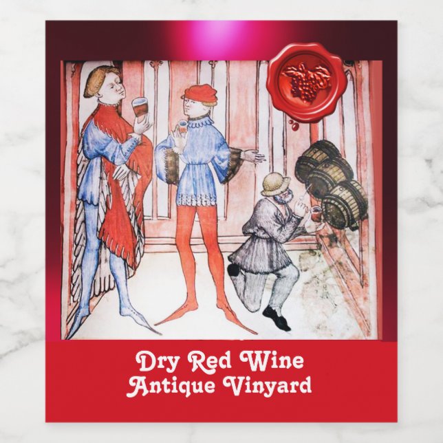 OLD GRAPE VINEYARD RED WINE TASTING WITH BARRELS LABEL (Single Label)