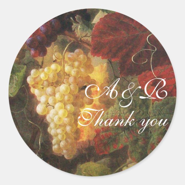 OLD GRAPE VINEYARD WINE TASTING PARTY,Thank You Classic Round Sticker (Front)
