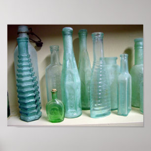Old Green Glass Bottles Poster