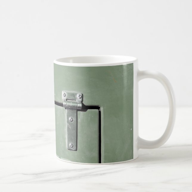 old green metal with hinges coffee mug (Right)