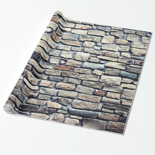 Old grey brick wall wrapping paper