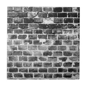 Old Grey Weathered Brick Wall Texture Tile