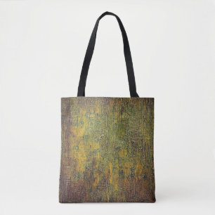 Old grunge background or aged shabby texture with tote bag