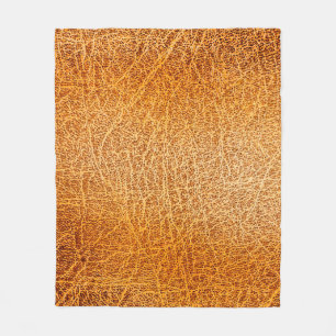 Old grunge brown leather texture fleece blanket