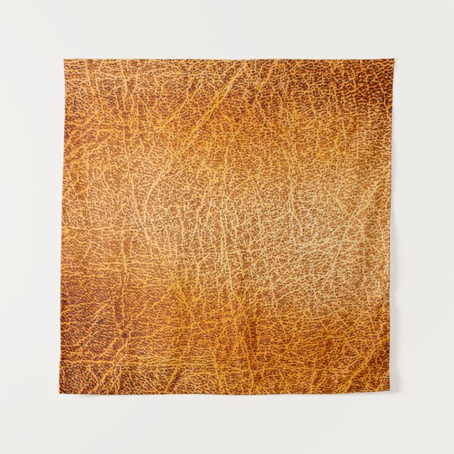 Old grunge brown leather texture tapestry (Front)