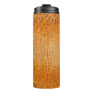 Old grunge brown leather texture thermal tumbler