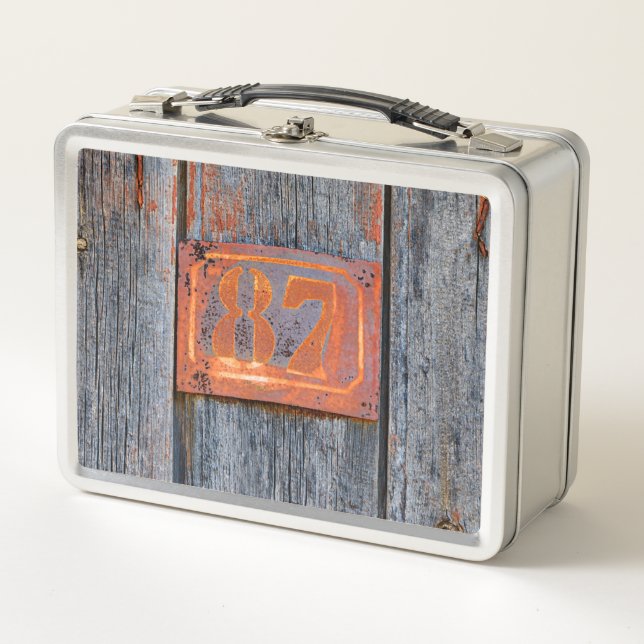 Old Grunge Rusty Metal House Number No. 87 Photo / Metal Lunch Box (Front)