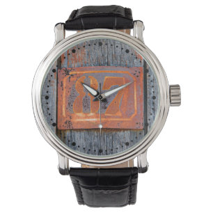 Old Grunge Rusty Metal Number 87 Photo dial-plate Watch