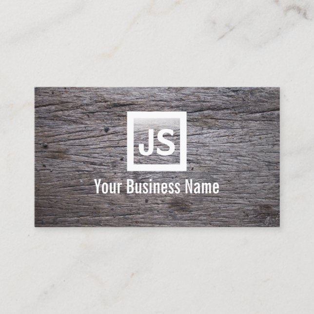 Old Grunge Wood Texture Modern Business Card (Front)