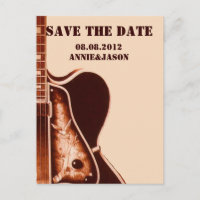old Guitar Western Country Wedding save the date
