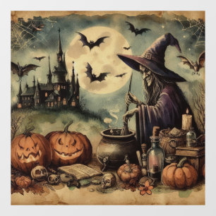 Old Halloween Art Window Cling