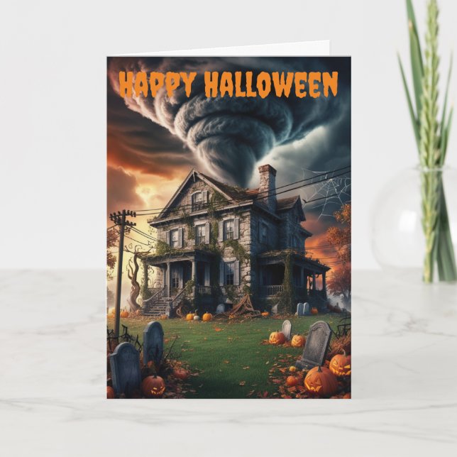 Old Halloween house & tornado  Card (Front)