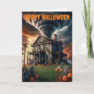 Old Halloween house & tornado Card