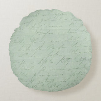 Old handwriting love letters faded antique script round cushion