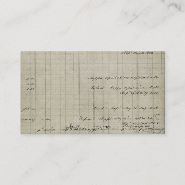 old handwritten ledger business card (Front)