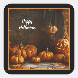 Old Happy Halloween Home Collection Square Sticker