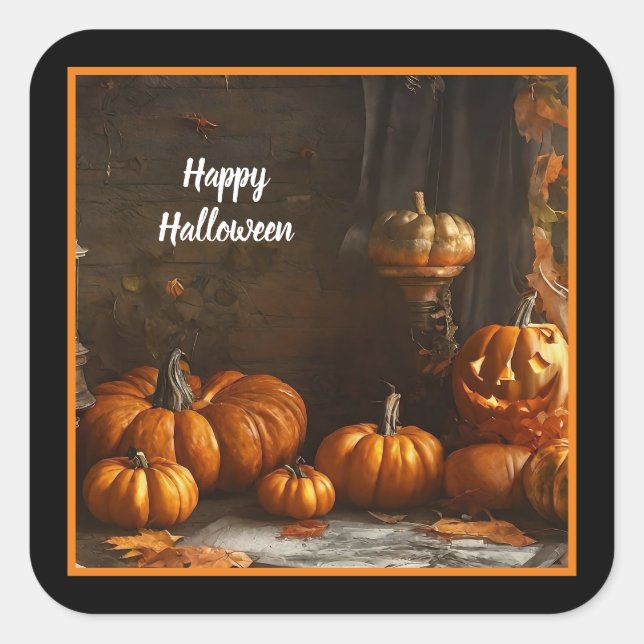 Old Happy Halloween Home Collection Square Sticker (Front)
