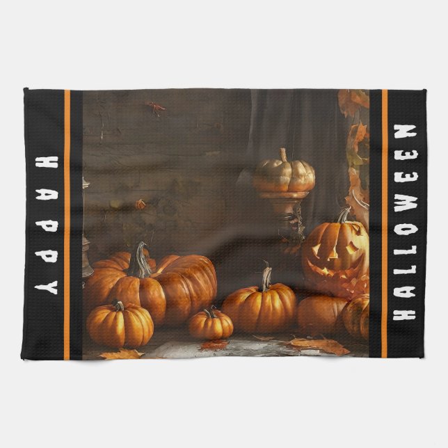 Old Happy Halloween Home Collection Tea Towel (Horizontal)