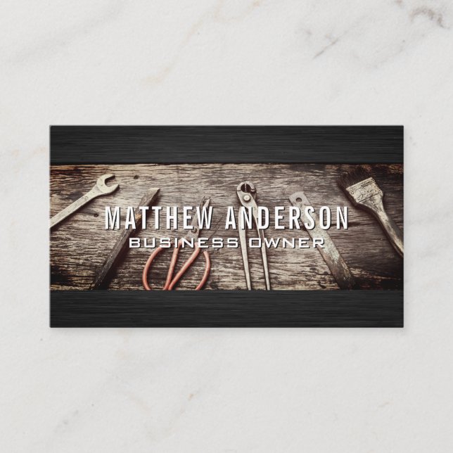 Old Hardware Carpentry Tools Business Card (Front)