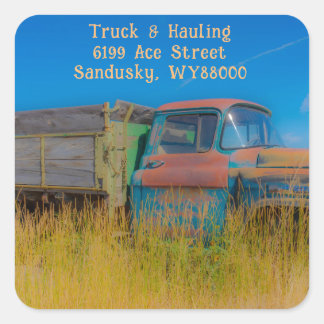 Old hauling truck colours classic loader square sticker