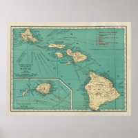 Old Hawaii Map (1924) Vintage Hawaiian Islands 