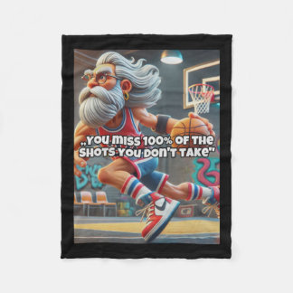Old Head Basketball Player Print Fleece Blanket