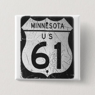 Old Highway 61 sign 15 Cm Square Badge