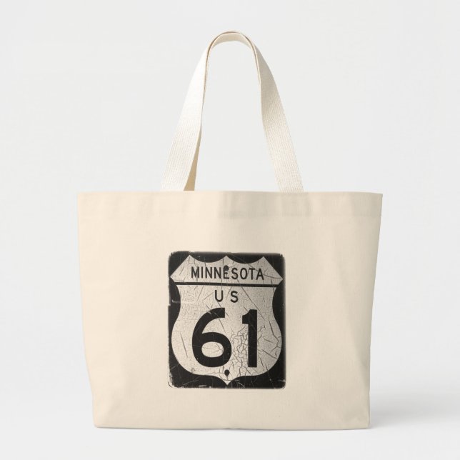 Old Highway 61 sign Large Tote Bag (Front)