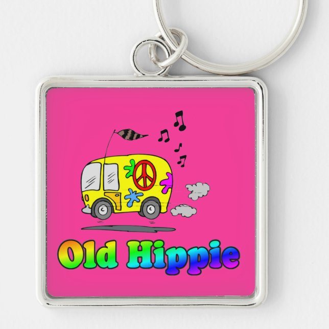 Old Hippie Bus Key Ring (Front)