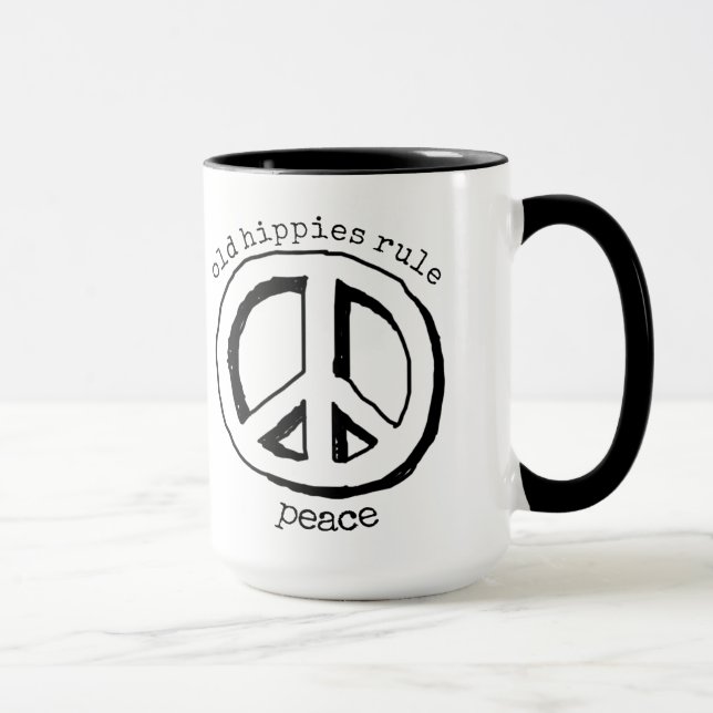 Old Hippies Rule, Peace Sign Coffee Mug (Right)