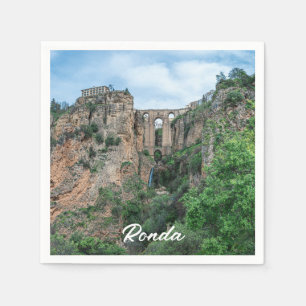 Old historic bridge in Ronda, Spain Napkin