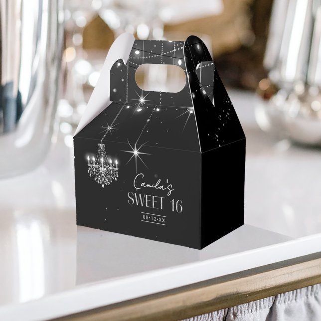 Old Hollywood B & W Chandeliers Sweet 16 ID1108 Favour Box (Creator Uploaded)