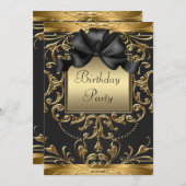 Old Hollywood Glamour Art Deco Birthday Party Invitation (Front/Back)