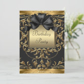 Old Hollywood Glamour Art Deco Birthday Party Invitation (Standing Front)