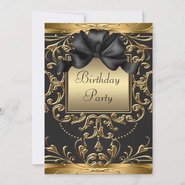 Old Hollywood Glamour Art Deco Birthday Party Invitation (Front)