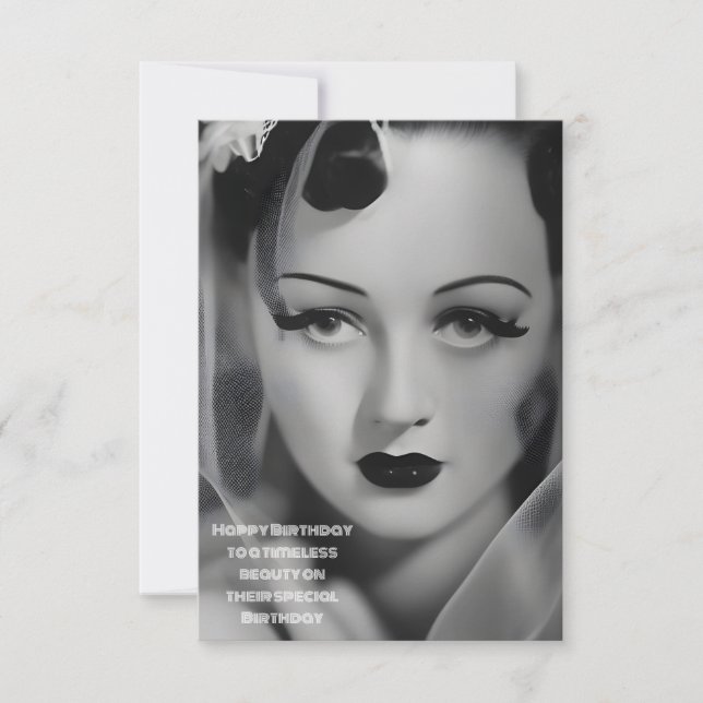 Old Hollywood Glamour Birthday Card (Front)